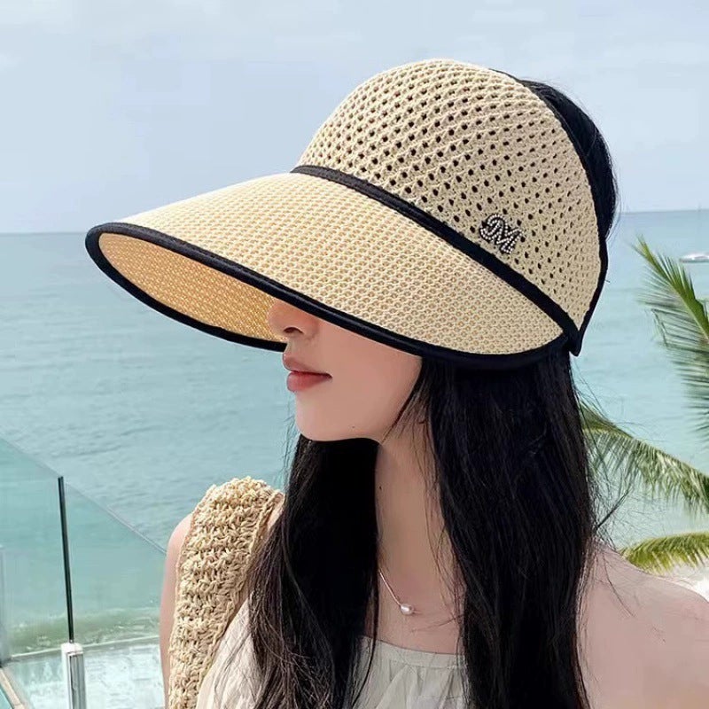 Large Brim Face-Covering Fisherman's Hat for Women, Summer Sun Hat, Versatile Travel Sun Protection Straw Hat, Thin New Style - Image 1