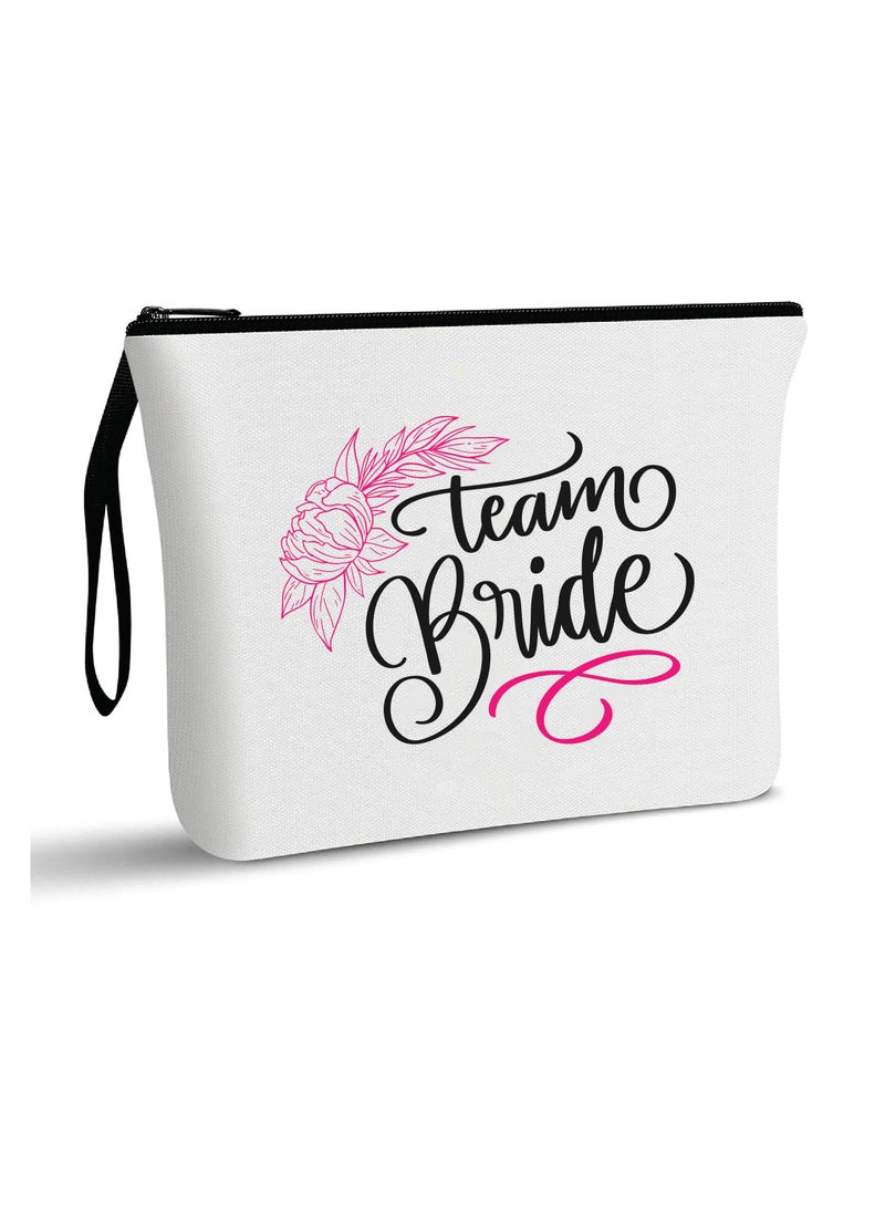 PRINTSHOP4ME Bride Team Cosmetic Bags for Your Wedding Day - Bridesmaids Gifts - Makeup Pouches for the Bride - Wedding Party Favors - Image 1