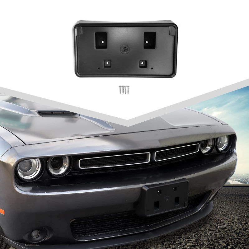 Jimen for Challenger License Plate Holder Front License Plate Frame Mount Bracket Compatible with Dodge Challenger 20102023 Black