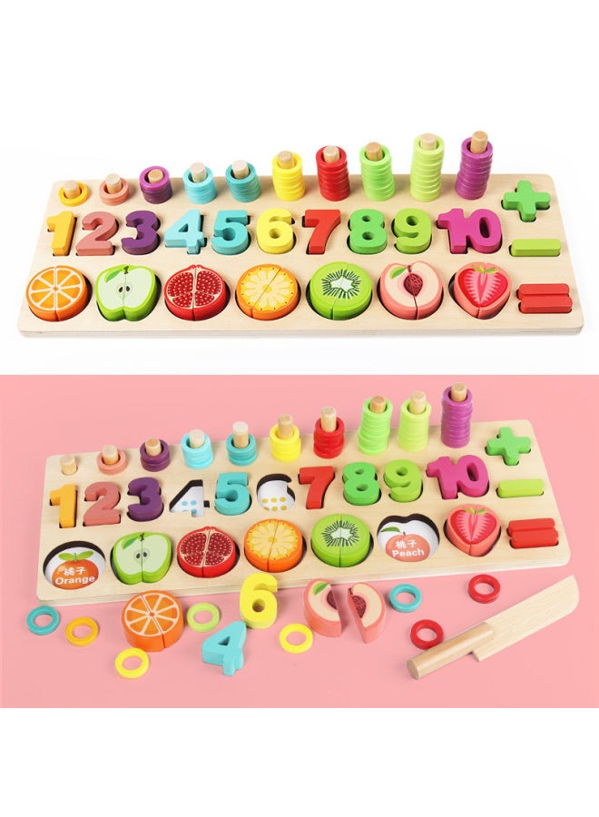 Children's Large Magnetic Fishing Puzzle Alphanumeric Logarithmic Board Early Education Educational Brain Toys 2-3-4 Years Old-Color:Four-in-one Marine Logarithmic Board (plum) - Image 3