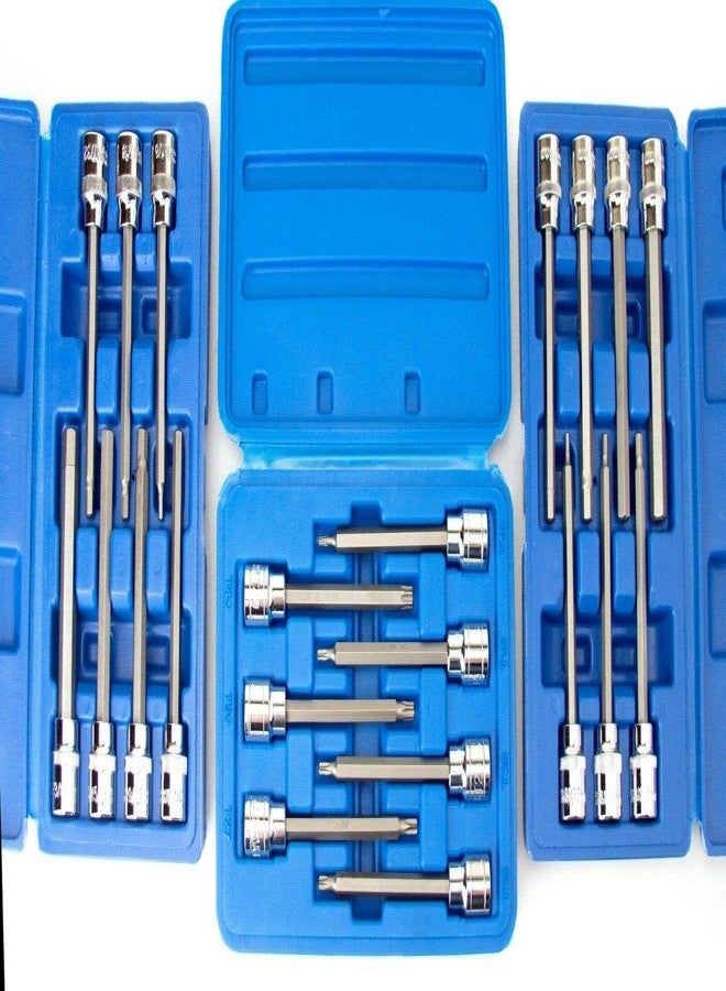 21pc VCT 3/8" DRIVE MM SAE EXTRA LONG 4-1/2" LONG HEX TORX BIT SOCKET SET
