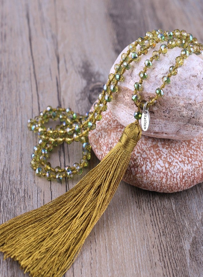 KELITCH Women Pearls Necklace Crystal Beaded Necklaces Handmade Tassel Necklaces - Image 2