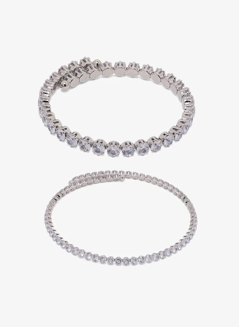 Ella Limited Edition Diamonte Choker And Bracelet Set Silver