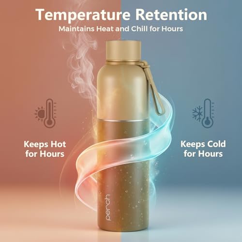 Perch Water Bottle 1 LTR Stainless Steel | Hot and Cold Flask | ISI Certified | Vacuum Insulated | BPA Free | Leak Proof Lid | for Office, School, Gym, Home, Travel | Zenith 1000ml | Amber Brown - Image 4