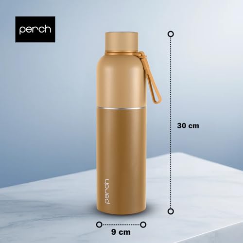 Perch Water Bottle 1 LTR Stainless Steel | Hot and Cold Flask | ISI Certified | Vacuum Insulated | BPA Free | Leak Proof Lid | for Office, School, Gym, Home, Travel | Zenith 1000ml | Amber Brown - Image 5