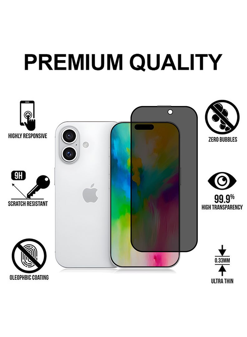 Theodor Tempered Glass Screen Protector With 9H hardness For APPLE IPHONE 16 Privacy 6.1  - Image 2
