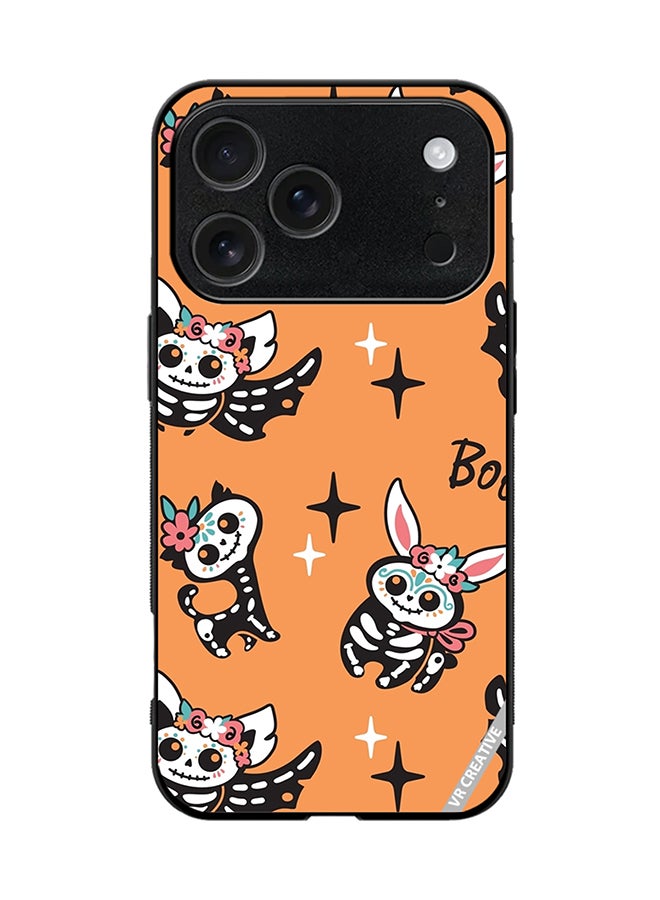 VR CREATIVE Protective Case Cover For Apple iPhone 17 Pro Skeletons Of Cute Animals On Orange Design Multicolour