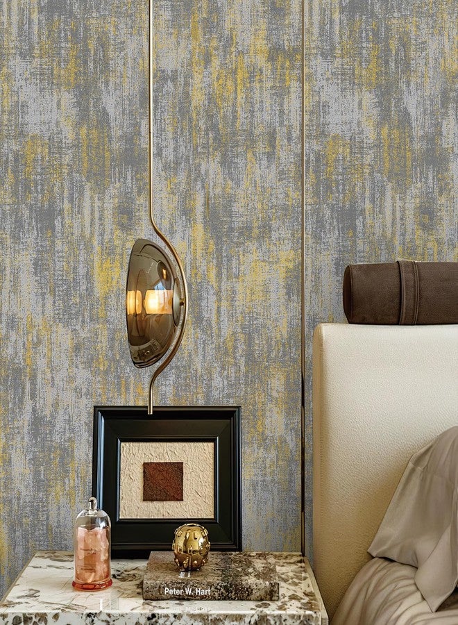 JiffDiff Vintage Metallic Peel and Stick Wallpaper Self Adhesive Industrial Metallic Concrete Wall Paper Modern Stick on Wallpaper Contact Paper (17.3" x 120" Light Gray) - Image 2