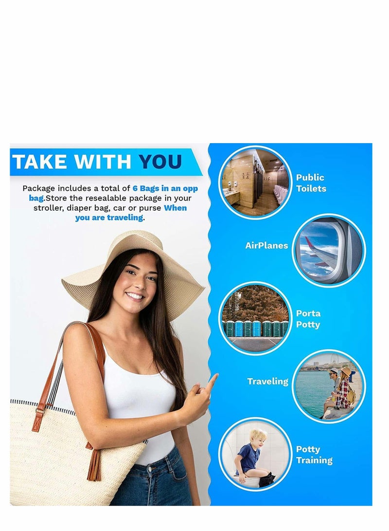 Excefore أغطية مقاعد toilets القابلة للاستخدام مرة واحدة، أغطية مقاعد toilets الورقية المحمولة، طقم السفر، قابلة للاستخدام مرة واحدة، قابلة للتدفق، قابلة للتحلل، مثالية للاستخدام أثناء السفر، دورات المياه العامة، الطائرة، التخييم، 6 حزم (60 قطعة)  - Image 4