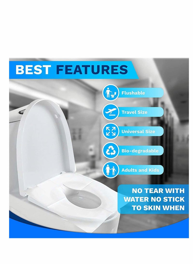 Excefore أغطية مقاعد toilets القابلة للاستخدام مرة واحدة، أغطية مقاعد toilets الورقية المحمولة، طقم السفر، قابلة للاستخدام مرة واحدة، قابلة للتدفق، قابلة للتحلل، مثالية للاستخدام أثناء السفر، دورات المياه العامة، الطائرة، التخييم، 6 حزم (60 قطعة)  - Image 5