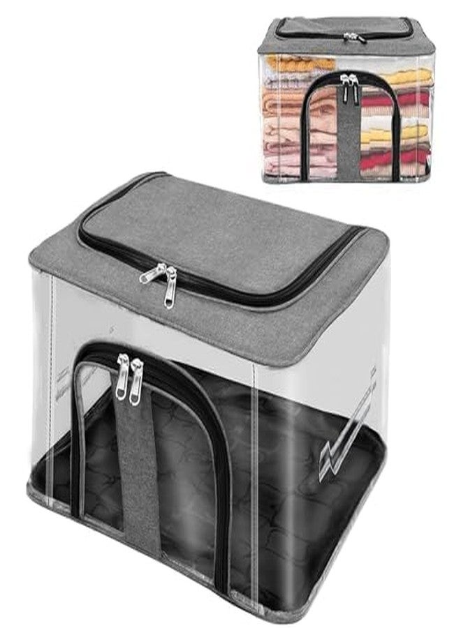 Kresal 33L PVC Transparent Moisture Proof Storage box for Clothes - Closet Wardrobe Organizer Bag for Clothes, Saree Bags with Carry Handle - Pack of 1 - Image 1