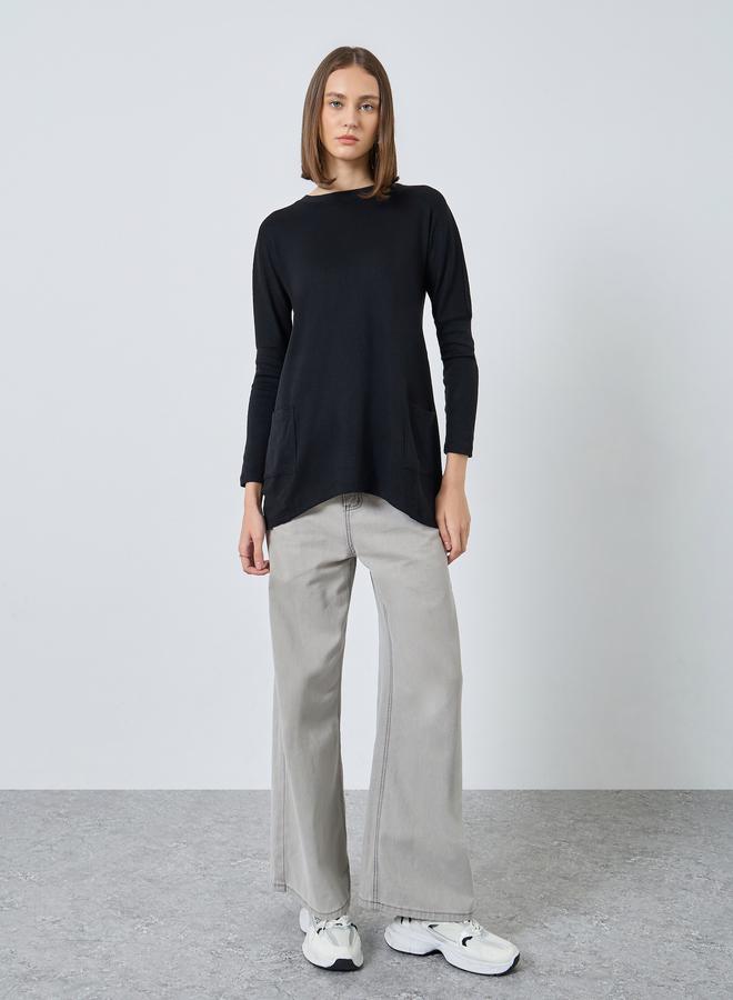 Styli Black Long Sleeve Knit Top - Image 2