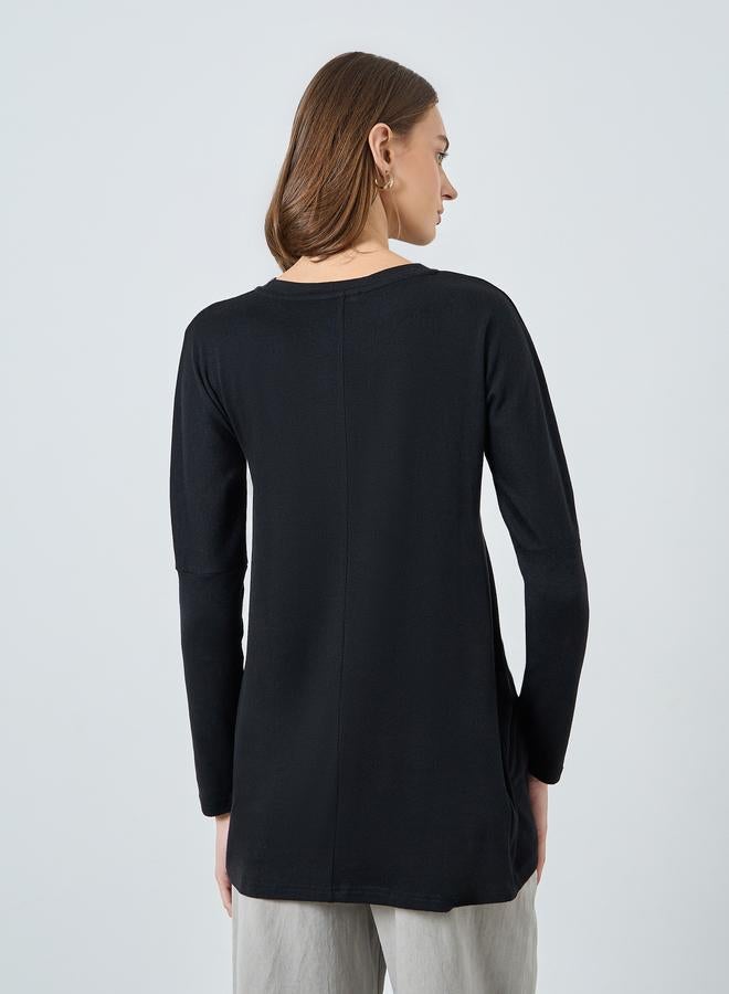 Styli Black Long Sleeve Knit Top - Image 4