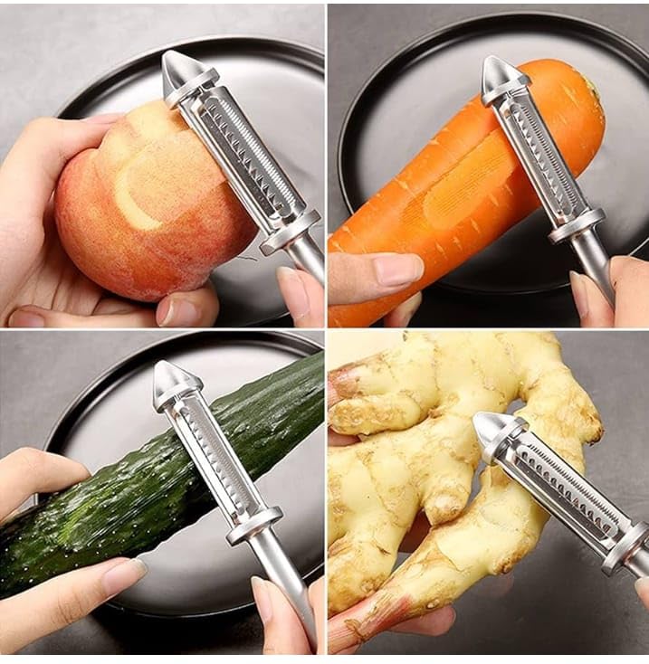 Puno Stainless Steel 3 in 1 Multifunctional Vegetable, Fruit Peelers, Potato Scraper or Chopper. (Pack of 1) - Image 3
