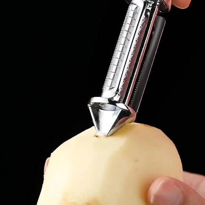 Puno Stainless Steel 3 in 1 Multifunctional Vegetable, Fruit Peelers, Potato Scraper or Chopper. (Pack of 1) - Image 5