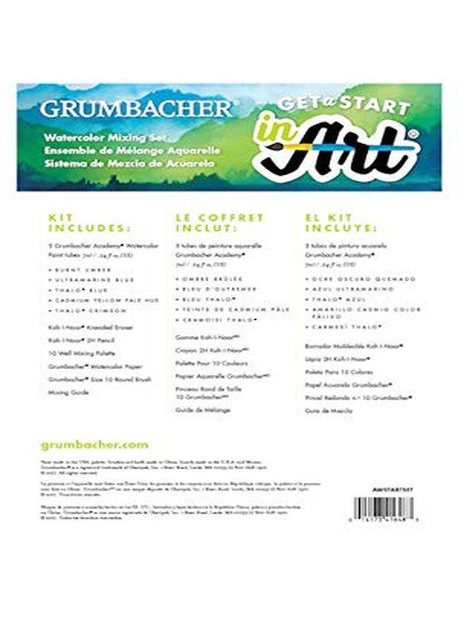 Grumbacher Academy Watercolor Get a Start in Art Set, Includes Watercolor Paper, Mixing Guide, Brush, Palette, Kneaded Eraser and More (AWSTARTSET) - Image 2