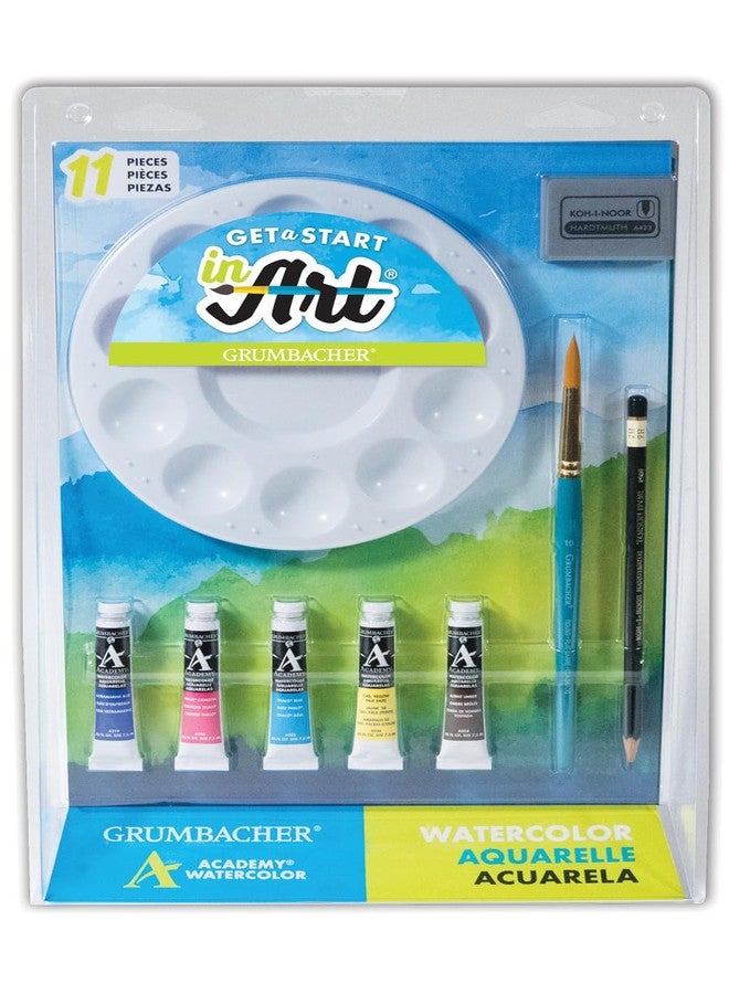 Grumbacher Academy Watercolor Get a Start in Art Set, Includes Watercolor Paper, Mixing Guide, Brush, Palette, Kneaded Eraser and More (AWSTARTSET) - Image 1