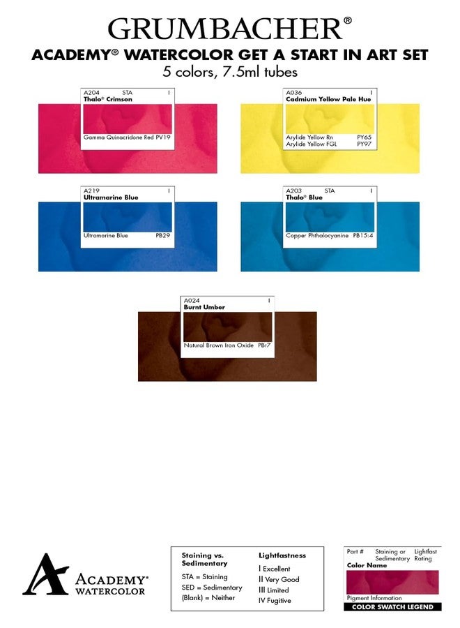 Grumbacher Academy Watercolor Get a Start in Art Set, Includes Watercolor Paper, Mixing Guide, Brush, Palette, Kneaded Eraser and More (AWSTARTSET) - Image 4