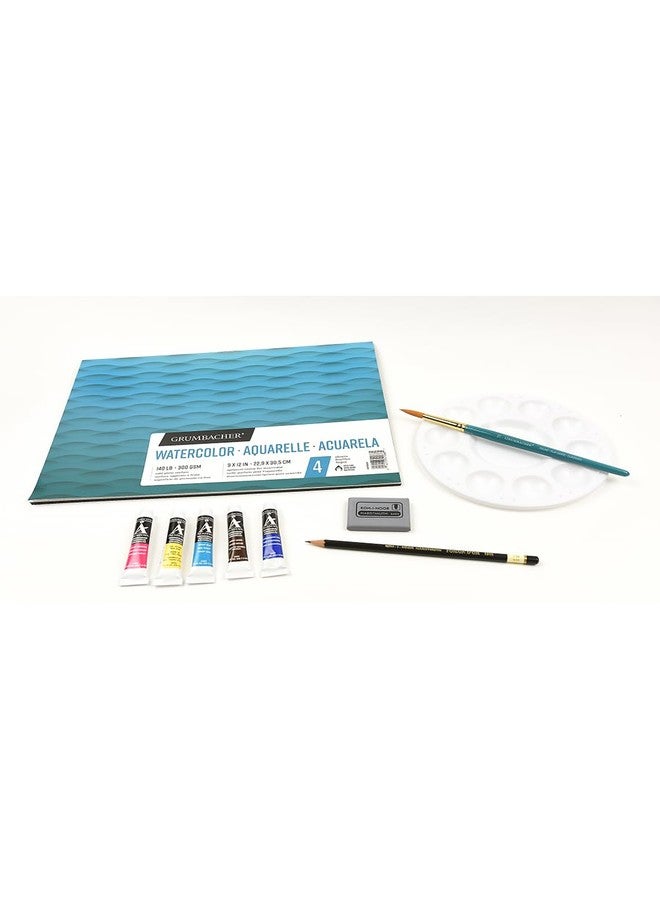 Grumbacher Academy Watercolor Get a Start in Art Set, Includes Watercolor Paper, Mixing Guide, Brush, Palette, Kneaded Eraser and More (AWSTARTSET) - Image 3