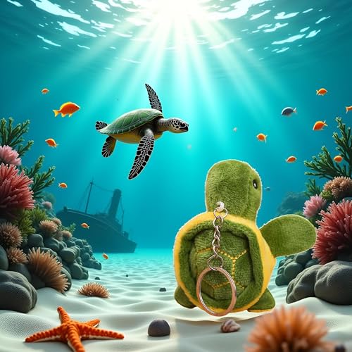 Sluswallow Green Mini Tortoise, Cute Sea Turtle Keychain Pendant Cartoon for Birthday Gift Bag Accessories, Car Keychain - Image 4