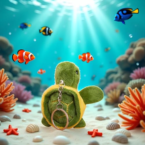 Sluswallow Green Mini Tortoise, Cute Sea Turtle Keychain Pendant Cartoon for Birthday Gift Bag Accessories, Car Keychain - Image 2