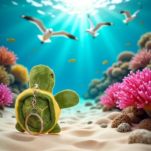 Sluswallow Green Mini Tortoise, Cute Sea Turtle Keychain Pendant Cartoon for Birthday Gift Bag Accessories, Car Keychain - Image 3