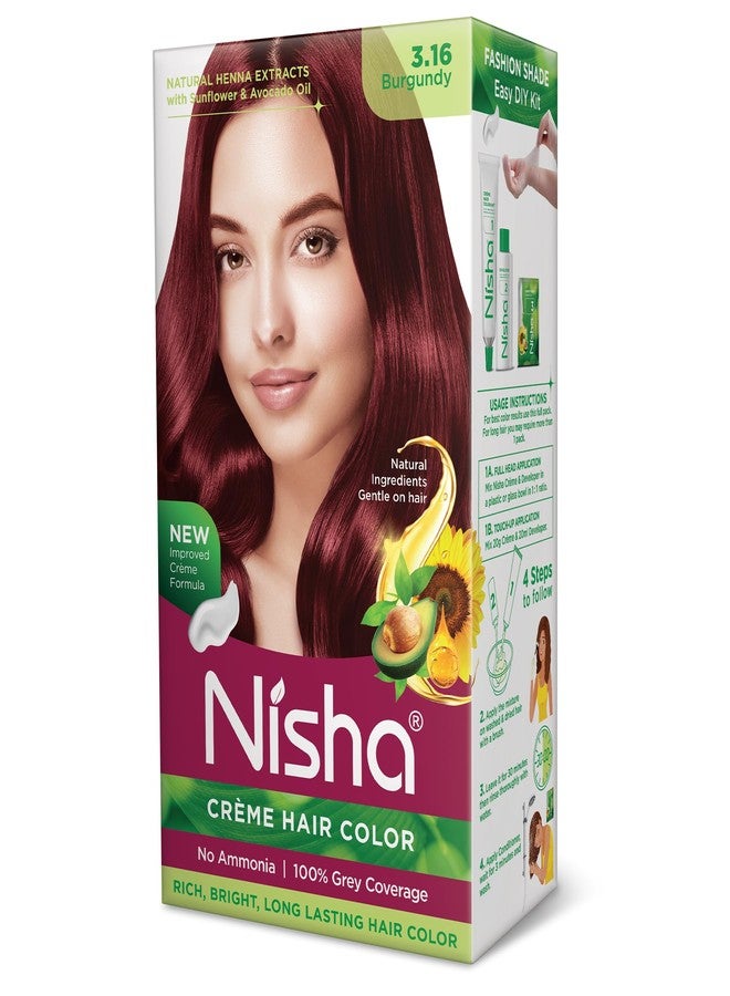 نيشا صبغة شعر دائمة من نيشا كريم (عنابي) | تركيبة مرطبة | تغطية كاملة للشعر الأبيض | لون غني يدوم طويلاً | شعر ناعم ولامع | عبوة واحدة - Image 1