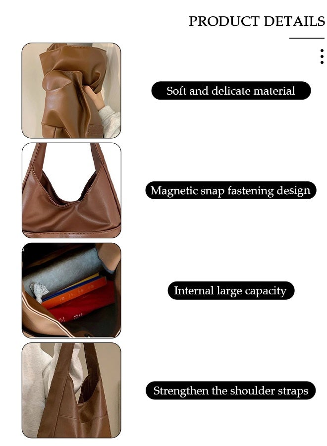 DUNISO Women's  Large Tote Bag, Premium PU Leather Magnetic Closure Shoulder Purse with Zipper Pocket, Minimalist Versatile Handbag，Bucket Bag for Office，Travel，School - Image 3