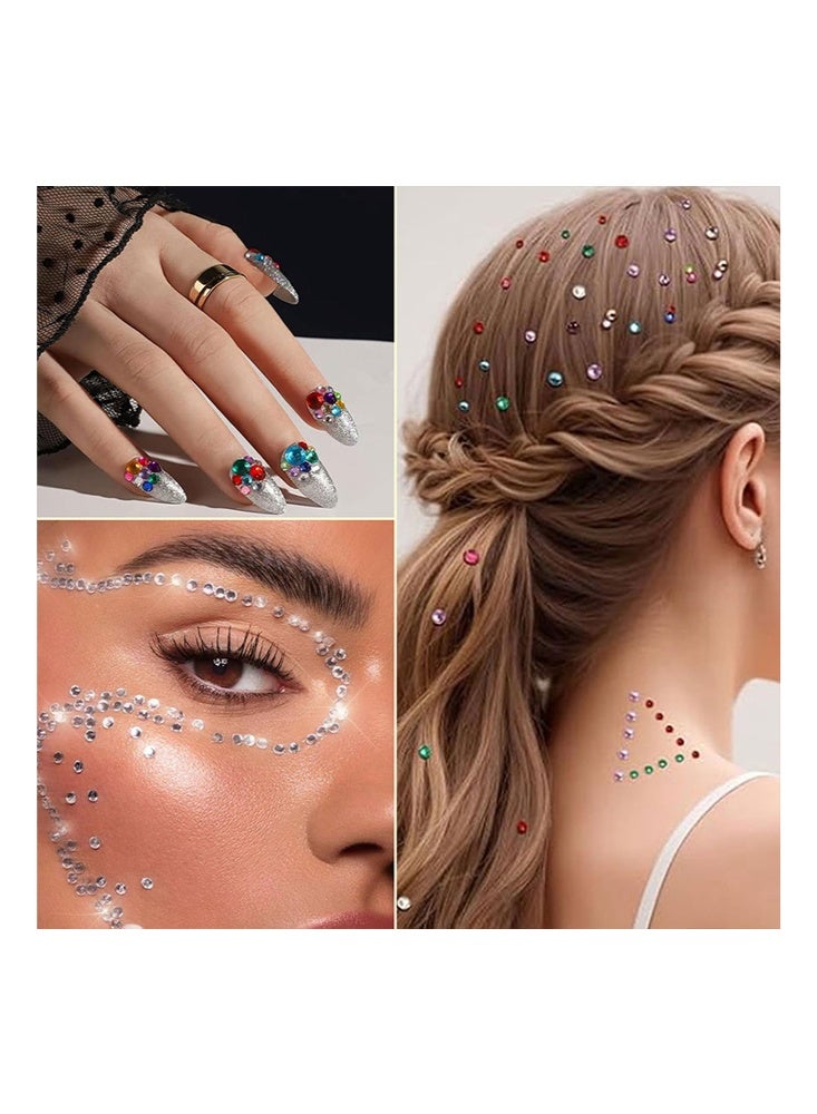 Coco Shimmering Face & Hair Gems Set -1059 Pieces Stones Face Self-Adhesive, Glitter Stones Silver,Colored Gemstones, Pearls,Water droplet shape Diamonds,Rhinestones Self-Adhesive for Face Eyes Body Nails for Festival Carnival Make Up - Image 4