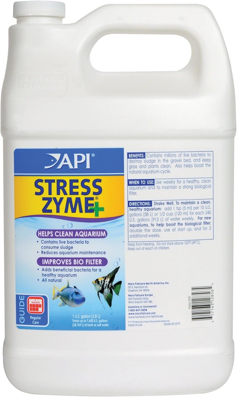 API STRESS ZYME Freshwater and Saltwater Aquarium Cleaning Solution - 1 Gallon - Image 1