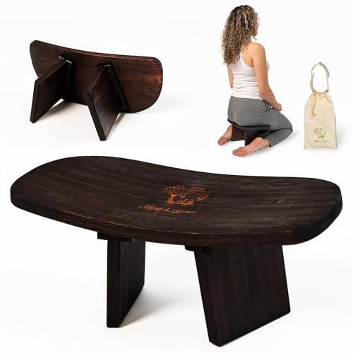 MONK & LLAMA Meditation Bench Standard - Kneeling Bamboo Bench with Foldable Legs & Cushion — Perfect Kneeling Stool Ergonomic Bamboo Yoga Bench for Extended Practice - Includes Carrying Bag - Image 1