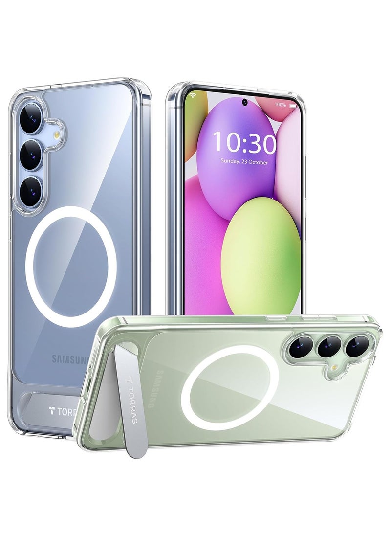 TORRAS Strong Magnetic & Seamless Stand for Samsung Galaxy S25 Plus Case, Fit for MagSafe, Mil-Grade Drop Protection, Anti-Yellowing, Adjustable Kickstand for Samsung Galaxy S25 Plus Case, Clear  - Image 1