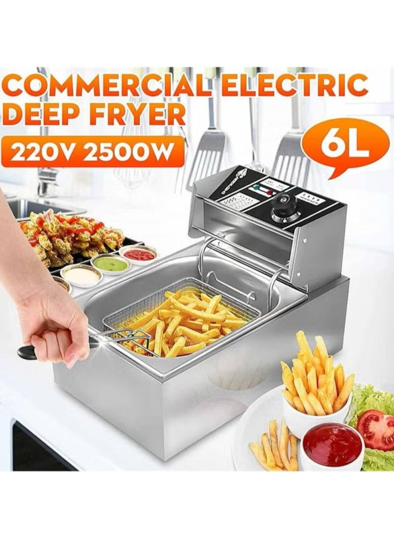 دينكس مقلاة زيت كهربائية سعة 6 لتر 2500 واط مع غطاء - Image 1