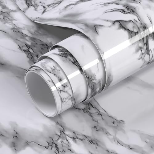 VOLEAAR Black and White Marble Contact Paper 15.7 x 78.7 Inches Peel and Stick Wallpaper Vinyl Self Adhesive Removable Waterproof Wall Paper for Countertop Cabinet Shelf Liner Kitchen - Image 1