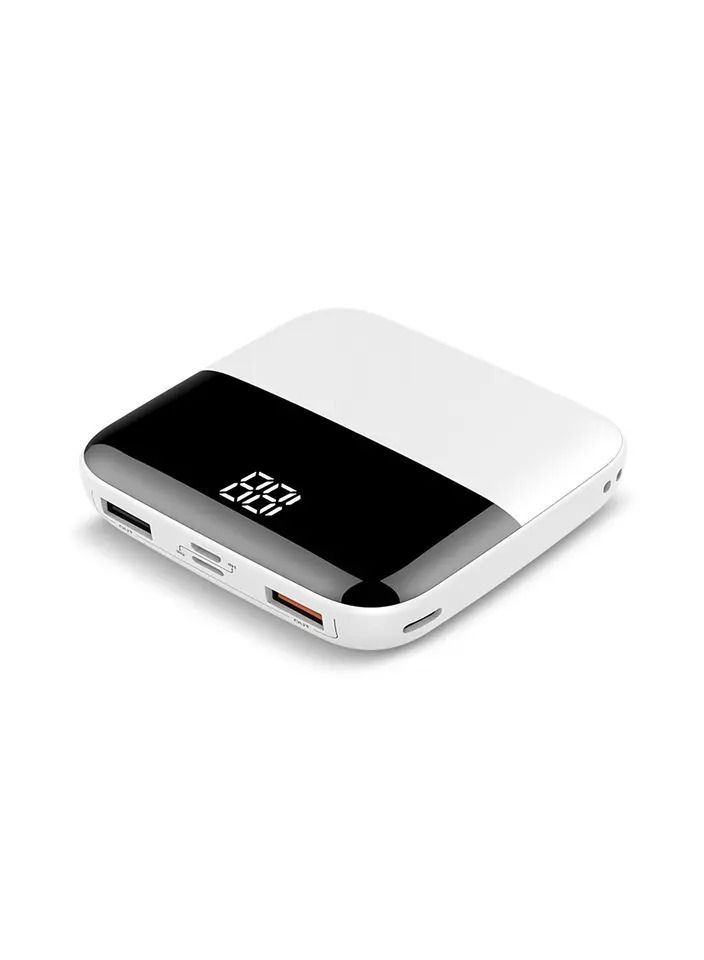 ساندوكي Sandokey trending ABS باور بانك صغير 10000 مللي أمبير شاحن USB مزدوج متنقل باور بانك رفيع للغاية للجوال مع منفذين USB (أبيض) - Image 1