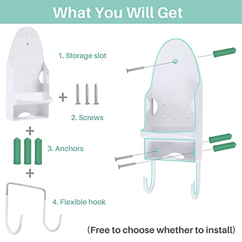 DOUBLE 2 C Ironing Board Hanger Wall Mount, Iron Hanger with Ironing Board Rack, Heat Resistant Iron Holder Wall Mount for Max 5 Inch Width (White) - Image 3