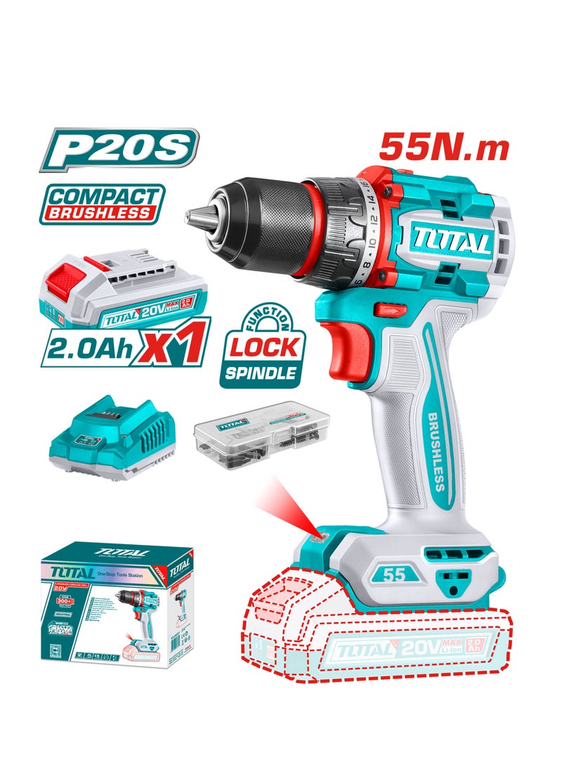 Total Drill 55N 1 battery, charger and accessories TDLI205582