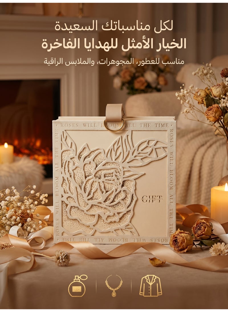 ميجيوسيون صندوق هدايا فاخر مربع 25x25x12سم - صندوق أنيق بمخمل ذهبي وإغلاق مغناطيسي - Image 2