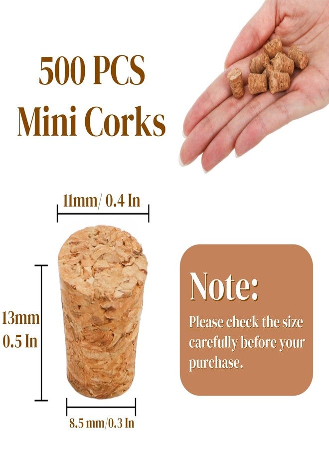 Eorbow عبوات إيوربو 500 قطعة من سدادات الفلين الصغيرة، سدادات زجاجات صغيرة مدببة، أغطية زجاجات زجاجية قابلة لإعادة الاستخدام لمشاريع الحرف اليدوية (0.4 × 0.3 بوصة) - Image 2