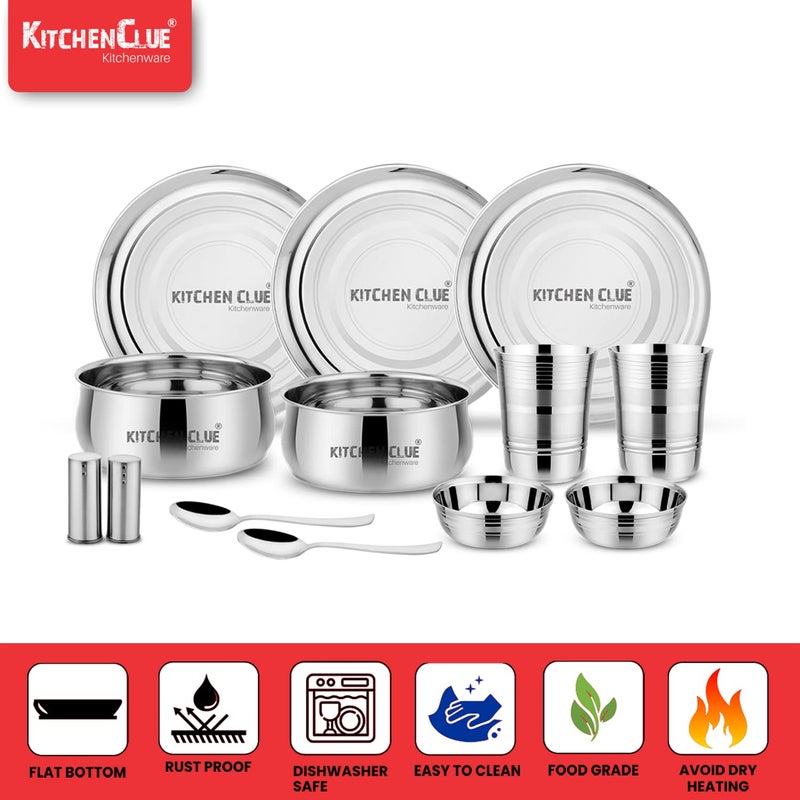 KITCHEN CLUE Steel Dinner Set 20 Pcs, Premium Grade Stainless Steel Dinner Set for Kitchen, Superior & Excluisve Range of Dinnerware Combo Set - Kitchen Set for Home Kitchen Items - Image 3
