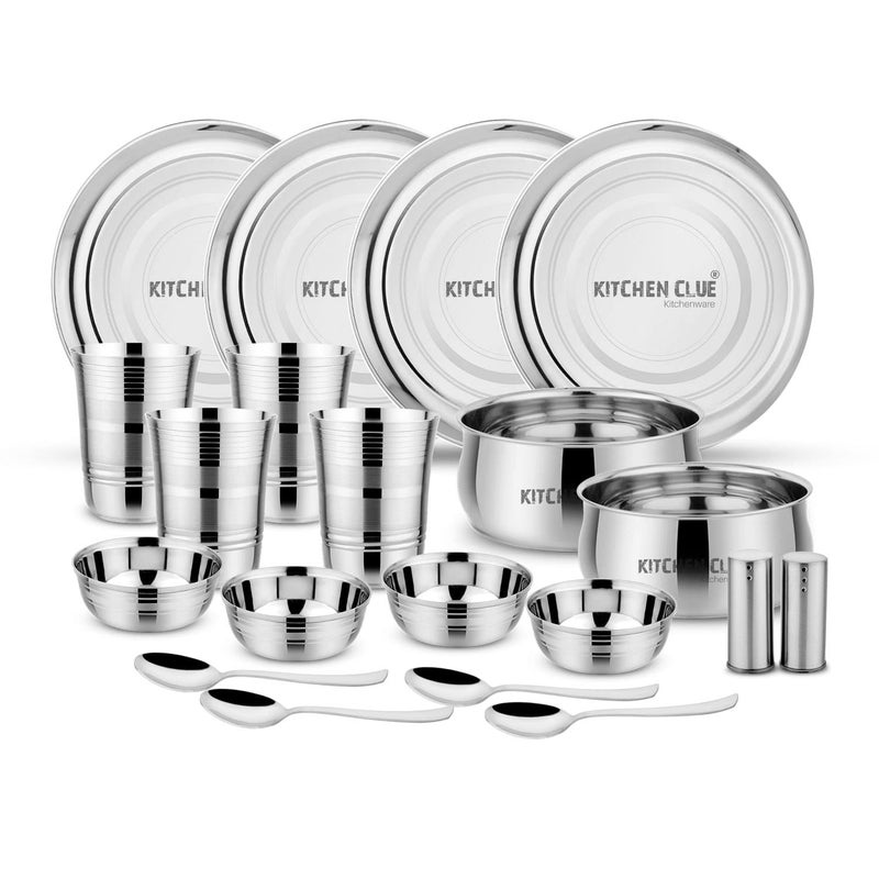 KITCHEN CLUE Steel Dinner Set 20 Pcs, Premium Grade Stainless Steel Dinner Set for Kitchen, Superior & Excluisve Range of Dinnerware Combo Set - Kitchen Set for Home Kitchen Items - Image 1