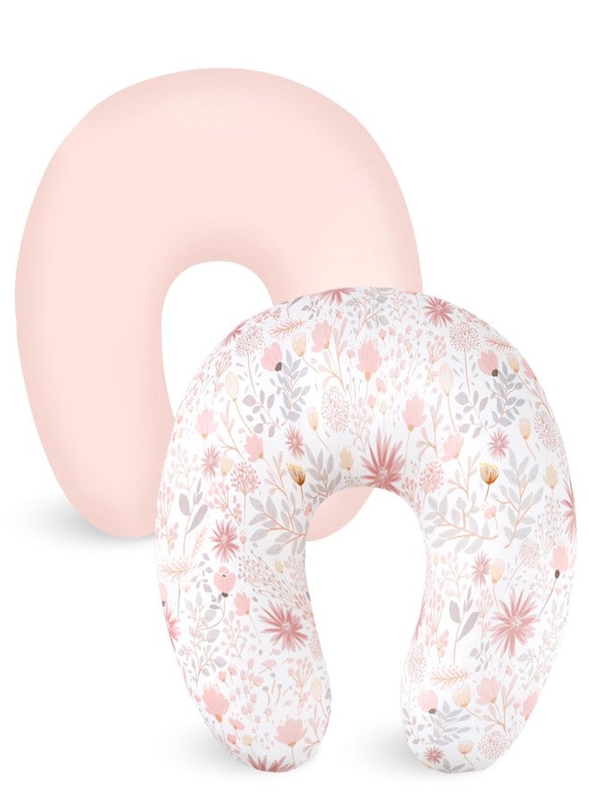 WINGHENLEE Nursing Pillow Cover 2 Pack, Breastfeeding Pillow Cover for Baby Girls Boys, Soft Stretchy Nursing Pillowcase for Infant Newborn, Removable Slipcover for Nursing Pillows, Pink Floral (Only 