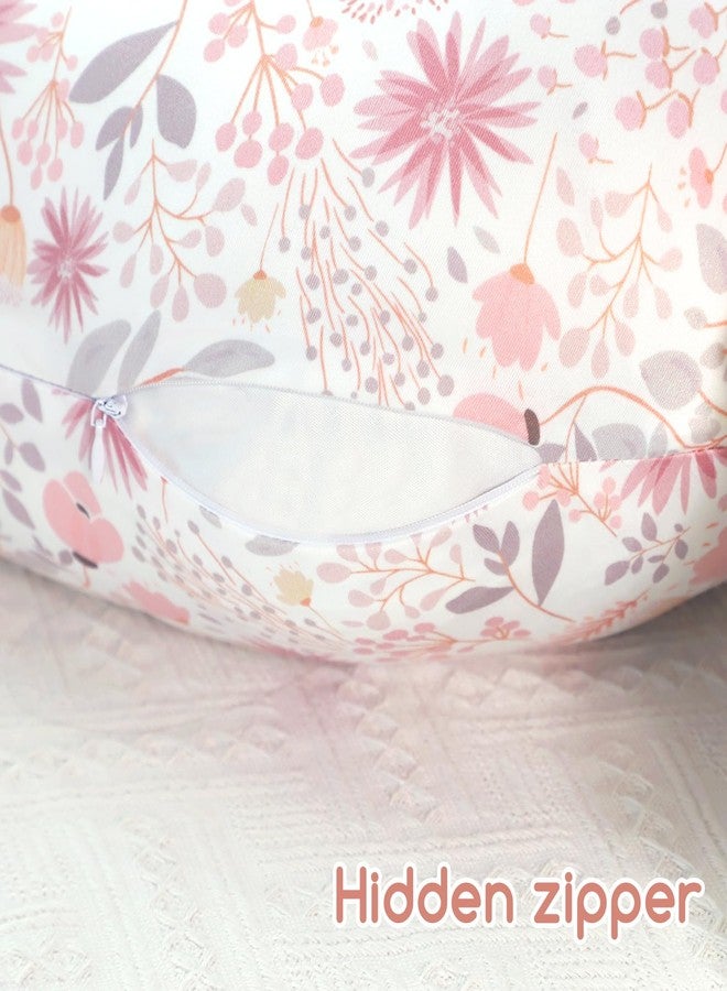 WINGHENLEE Nursing Pillow Cover 2 Pack, Breastfeeding Pillow Cover for Baby Girls Boys, Soft Stretchy Nursing Pillowcase for Infant Newborn, Removable Slipcover for Nursing Pillows, Pink Floral (Only Cover) - Image 4