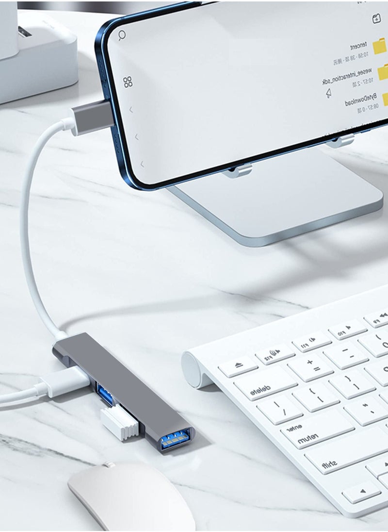 Excefore - USB 3.0 Hub, Splitter Mini C Hub Extensions, Ultra-Slim Data for MacBook Pro/Air 2023, iMac, Surface Pro, XPS, PS5, PC, USB Flash Drive,Mobile HDD (Grey C) - Image 1