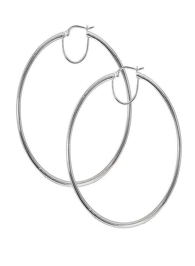 Hoops 4 Less "Sterling Silver 2x50mm Polished Round Large Hoop Earrings for Women, 2 Inches" - Image 3