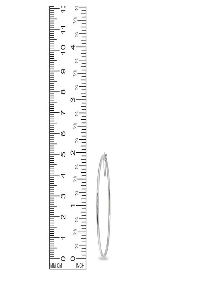 Hoops 4 Less "Sterling Silver 2x50mm Polished Round Large Hoop Earrings for Women, 2 Inches" - Image 5