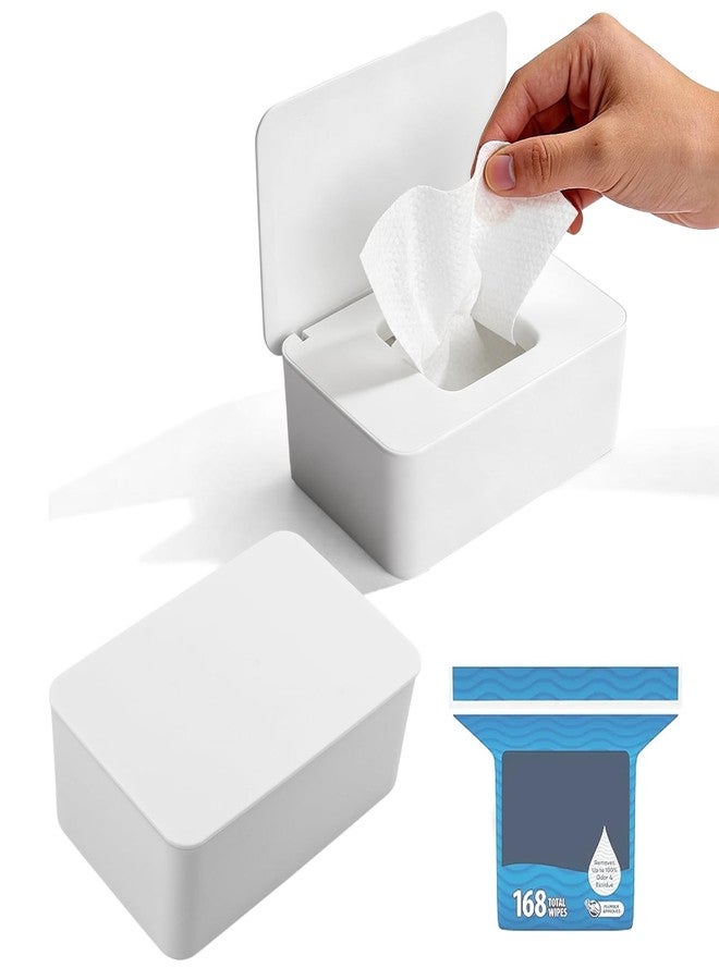 Piszvbej 2 Pack Wipes Dispenser Compatible with Cottonelle Refill Pack, Flushable Wet Wipes Container, Wipe Holder with Lid to Keep Wipes Fresh, Refillable Wipe Case, Dust-Proof & Non-Slip - Image 1