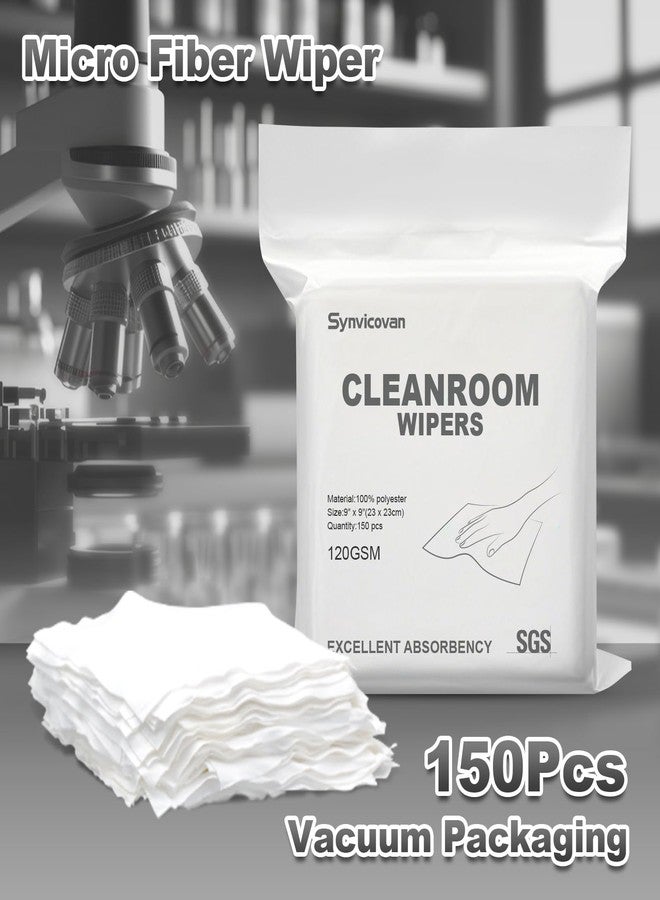 Synvicovan Cleanroom Wipers 9"x9"(150 Pcs, 100% Polyester, Class 100, 120GSM) Double Knit 100% Lint Free Cloths with Ultra-fine Filaments, Laser Sealed Edge Ultra-Soft Wipers - Image 2
