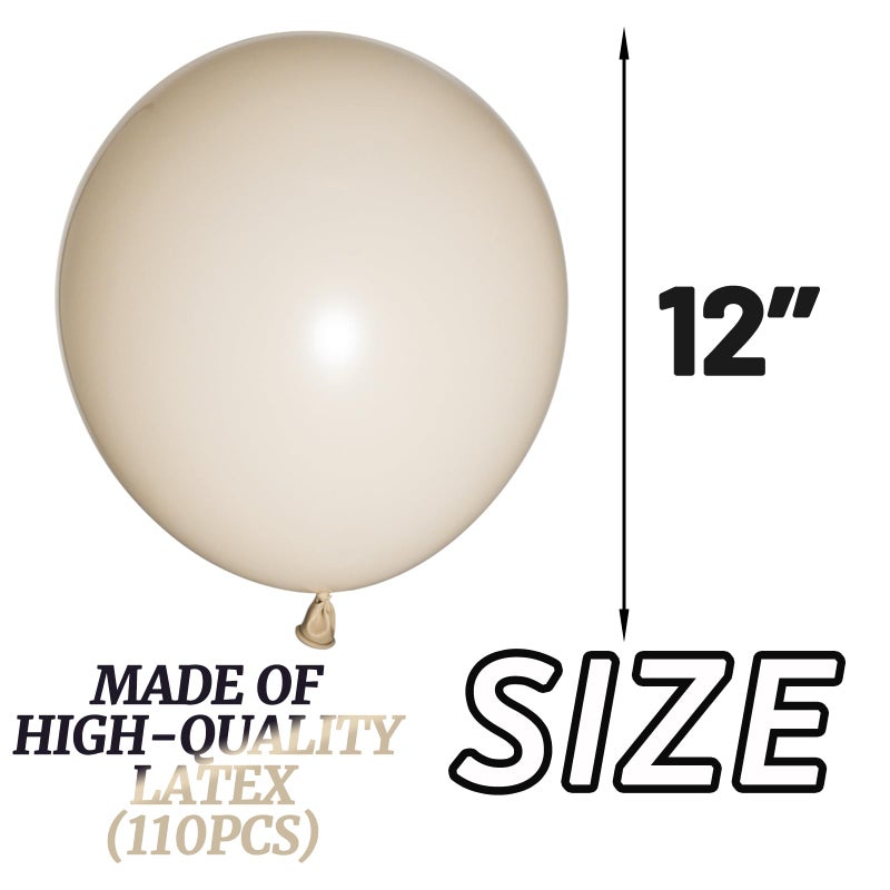 KUULBELA 110pcs Sand White Balloon 12 inch, Sand white Latex Balloons for Birthday Party Baby Shower Wedding(with 2 Ribbons). - Image 2