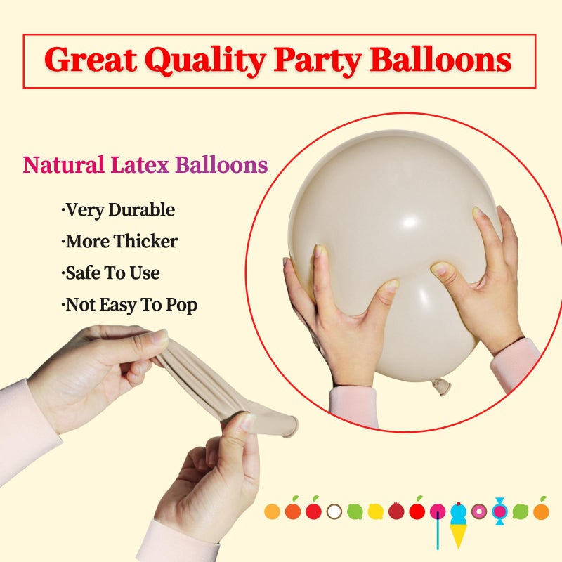 KUULBELA 110pcs Sand White Balloon 12 inch, Sand white Latex Balloons for Birthday Party Baby Shower Wedding(with 2 Ribbons). - Image 4